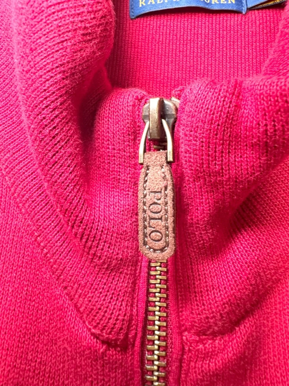 Polo Ralph Lauren Vest Men's XL Red Full Zip Mock Neck Knit Pockets Pony Logo